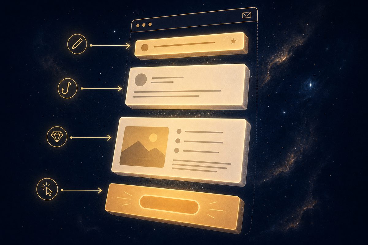 Deconstructed email showing subject line, hook, value prop, and CTA