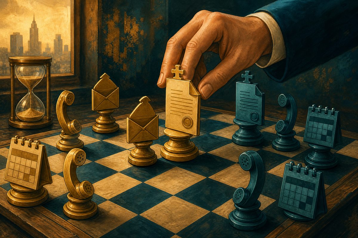 A chess board representing strategic timing in job negotiations